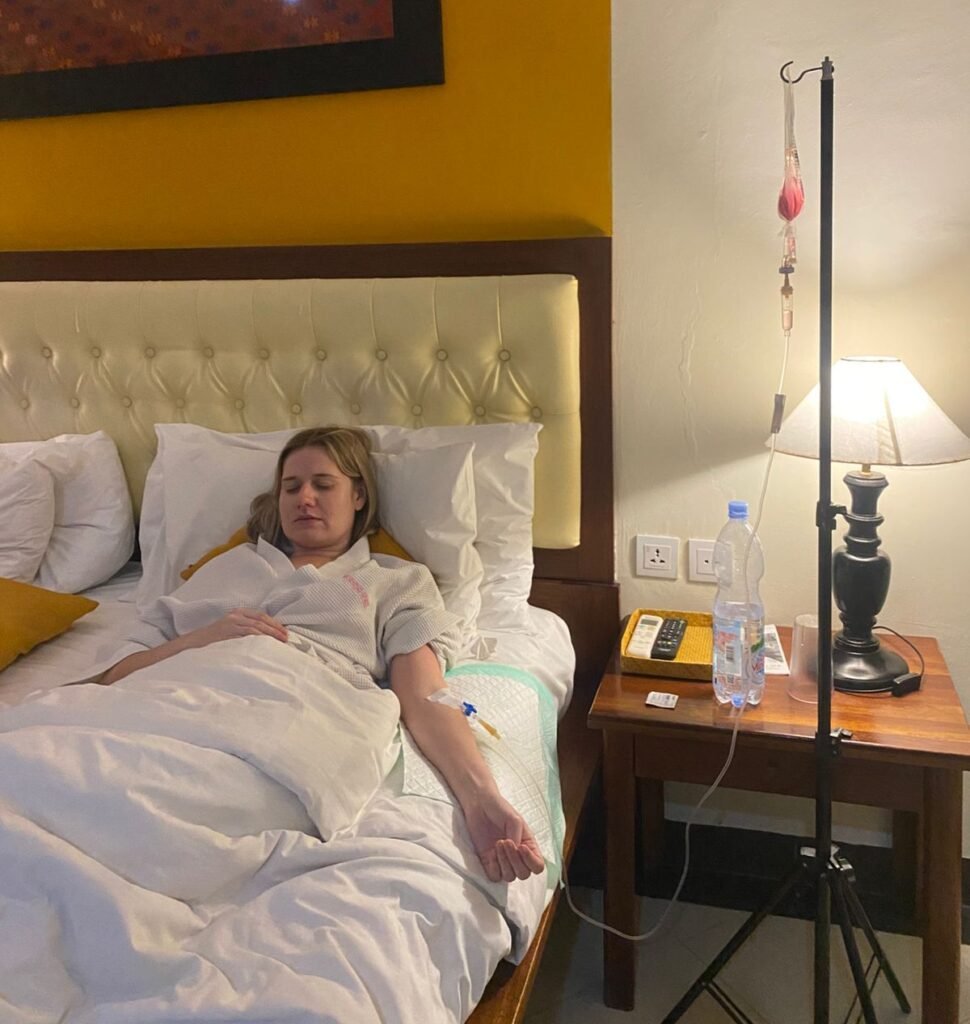 Bali Belly treatment with IV drip therapy by doctor in Bali