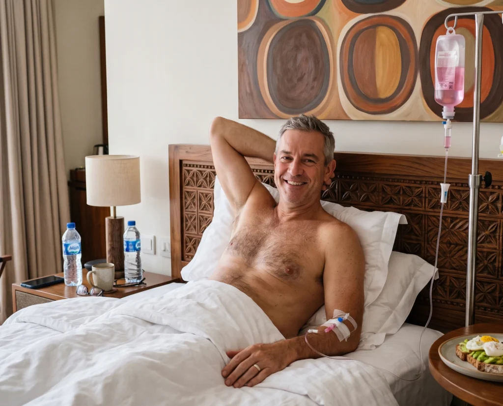 Cold and Flu IV Drip treatment in Bali by licensed doctor to help relieve fever, sore throat, cough, fatigue, dehydration, and flu symptoms.